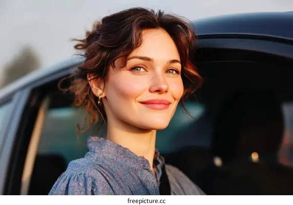 Beautiful Woman near a Car Outdoor Portrait