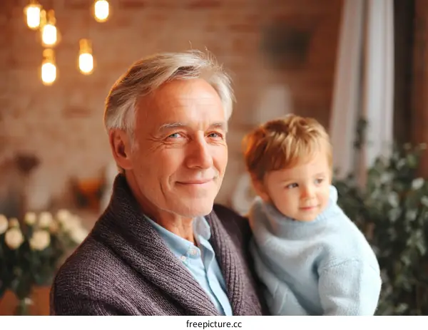 Grandfather and Grandson Warm Family Portrait