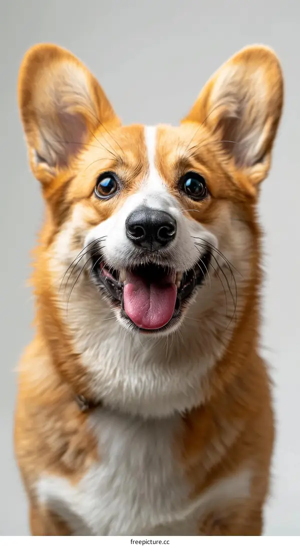 A happy corgi dog with a white background