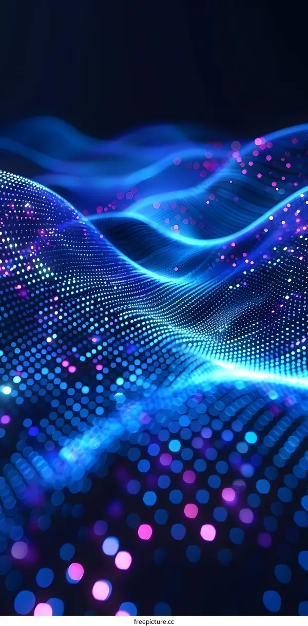 Abstract Blue and Purple Light Waves Background