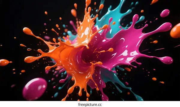 Vibrant Color Splashes Artistic Abstract Paint Explosion