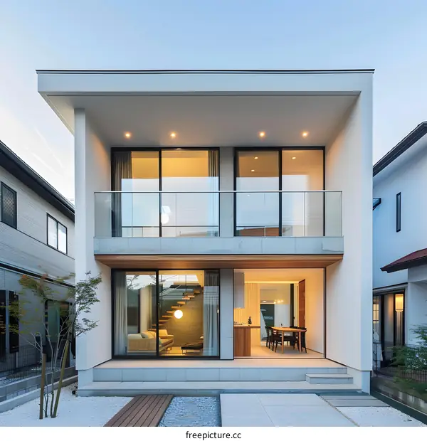 Modern Two Storey House With Glass Balcony