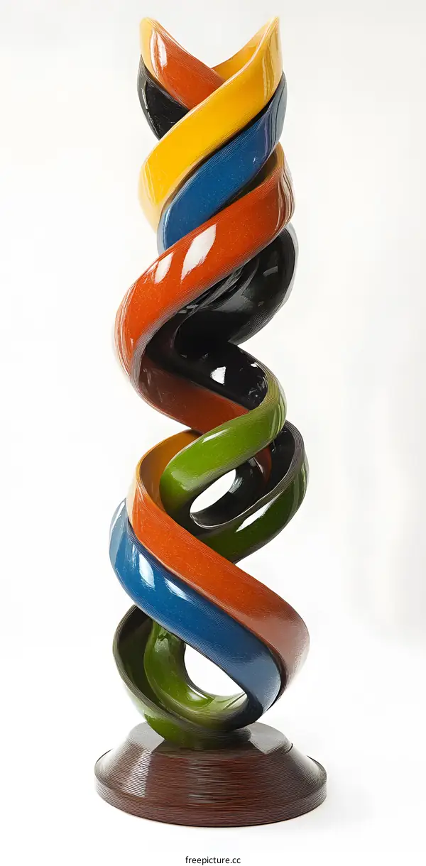 Abstract Spiral Sculpture with Vibrant Colors