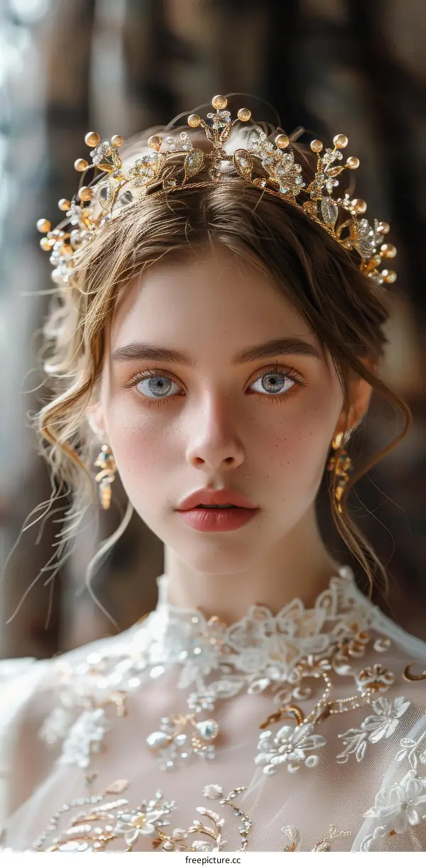 Elegant Princess Crowned Beauty Portrait