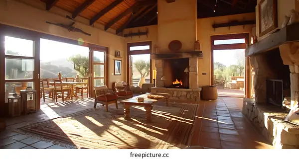 Rustic Living Room with Fireplace