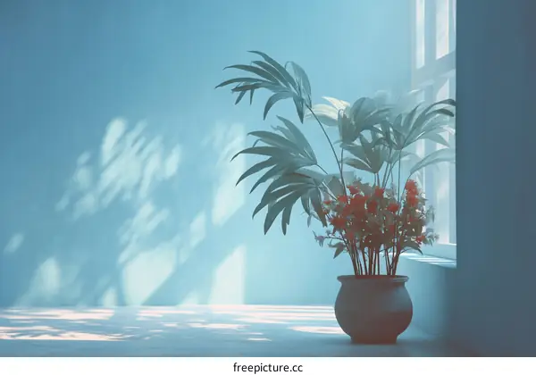 Indoor Plant Scene with Soft Light and Shadows
