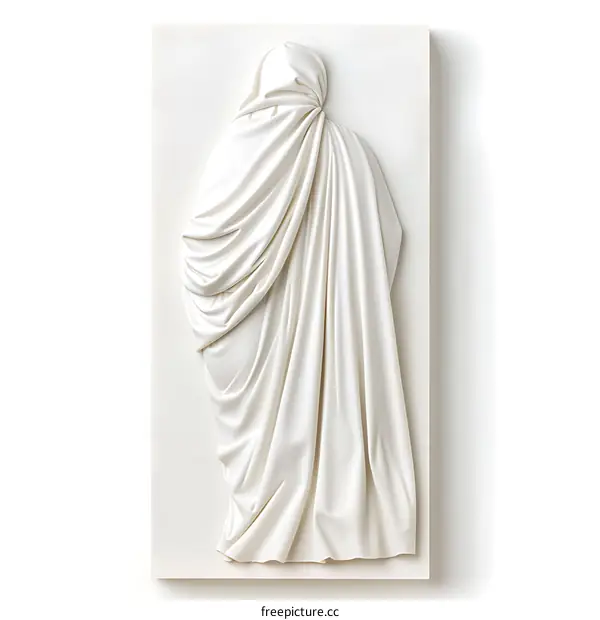 Abstract 3D Sculpture of Draped Fabric in White