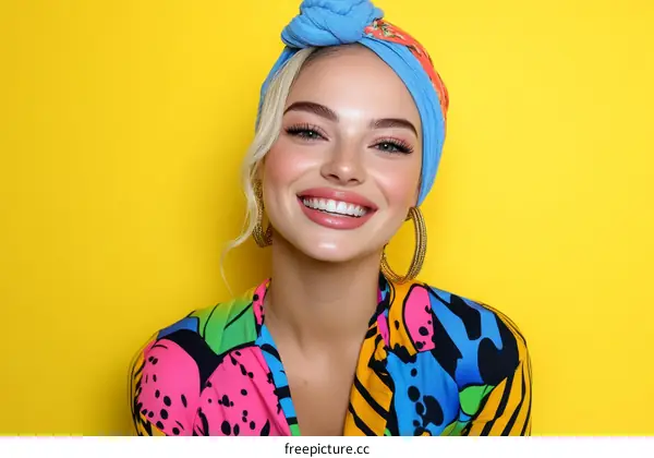 Colorful Fashion Portrait of a Smiling Woman