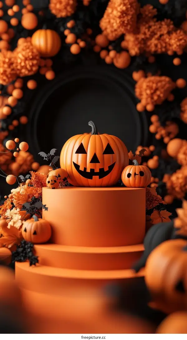 Halloween Pumpkin Display 3D Illustration