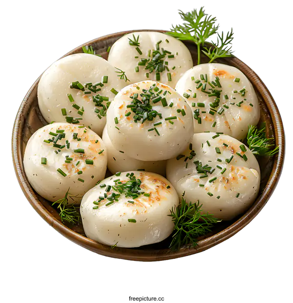 [Transparent Background PNG]A plate of dumplings with dill