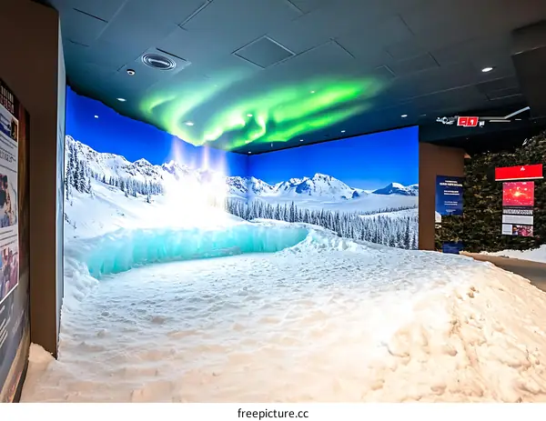 Aurora Borealis Display in an Indoor Exhibit