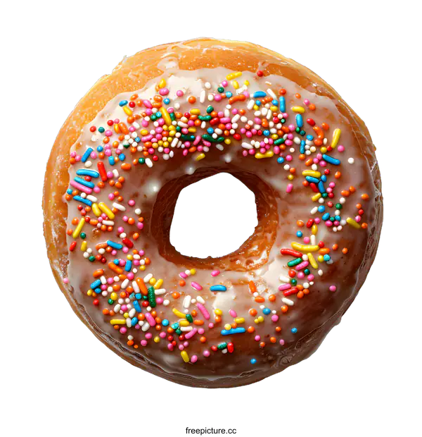 [Transparent Background PNG]Donut with Sprinkles on White Background