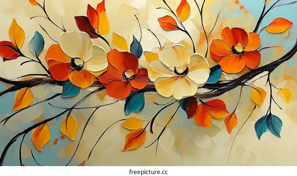 Autumn Flowers Abstract Painting