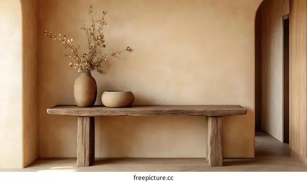 Rustic Wooden Console Table Interior Design