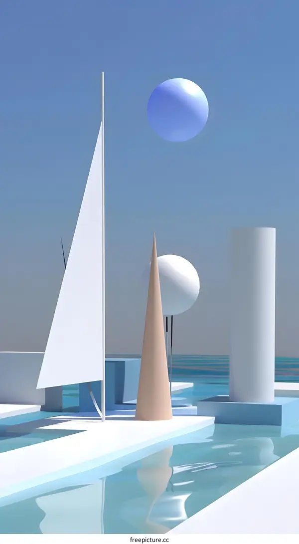 Abstract Minimalist 3D Geometric Shapes Illustration