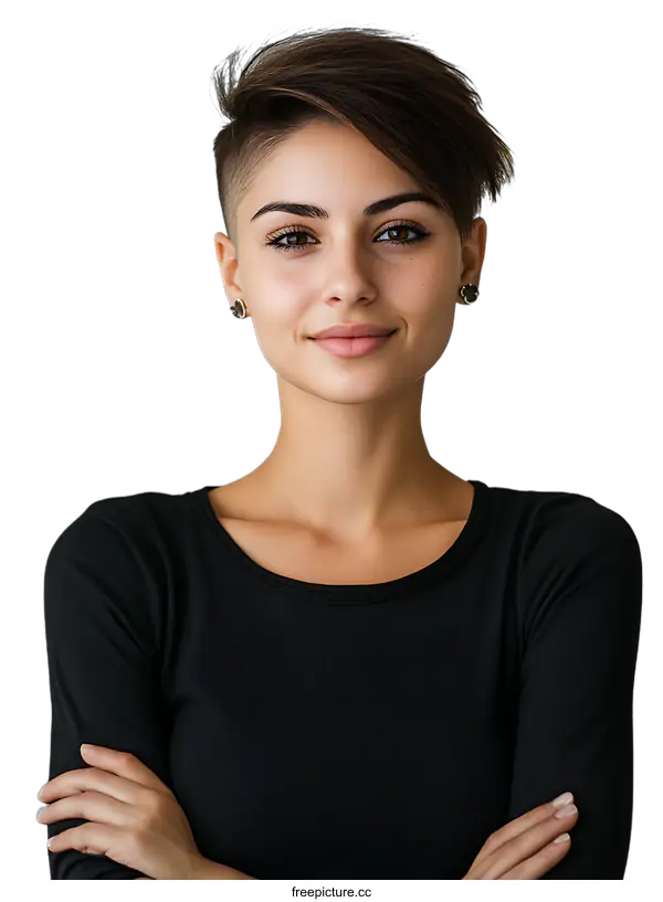 [Transparent Background PNG]Portrait of a Confident Caucasian Woman