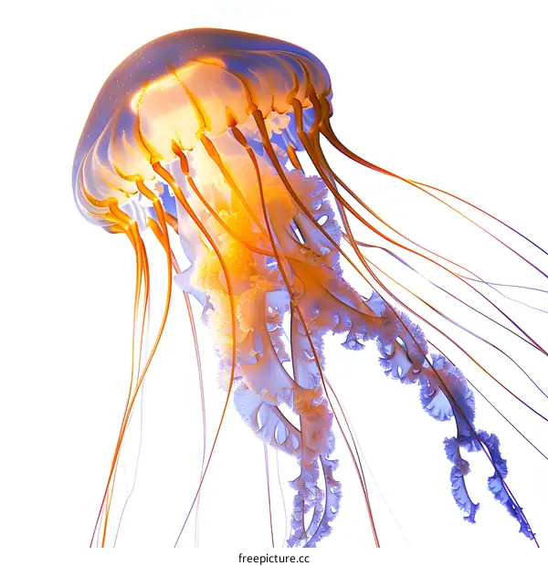 Glowing Jellyfish on White Background