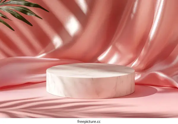 Elegant Pink Satin Background with Marble Display