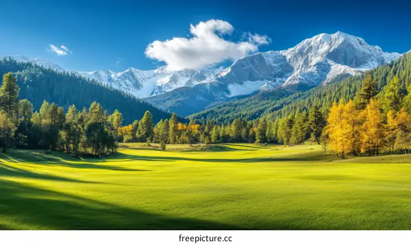 Autumn Meadow Mountain View Landscape