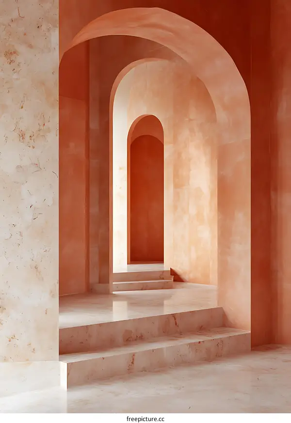 Abstract Architecture With Arches And Stairs