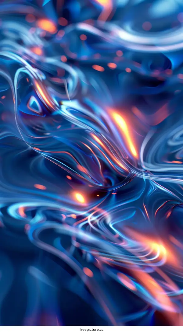 Blue and orange abstract fluid painting