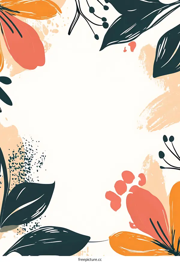 Floral Border Illustration with White Background