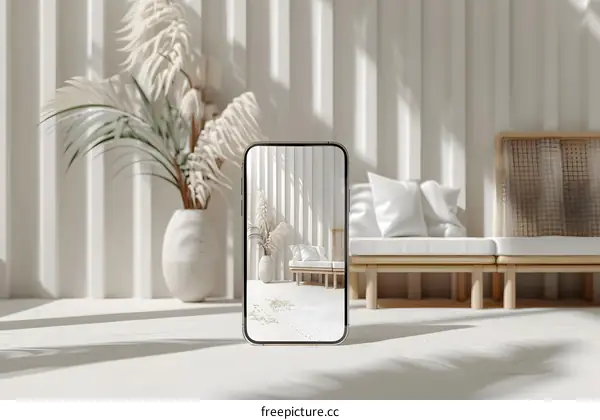 Smartphone Mockup with Minimalist Interior Design