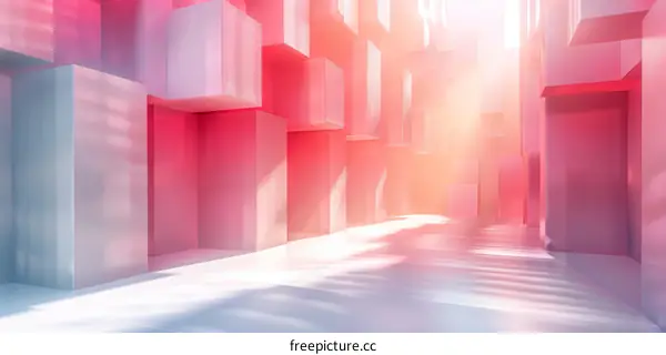 Pink and White Cubic Abstract Architectural Design