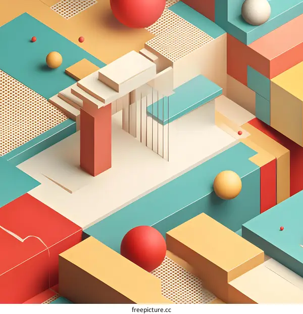 Abstract 3D Geometric Shapes Colorful Background