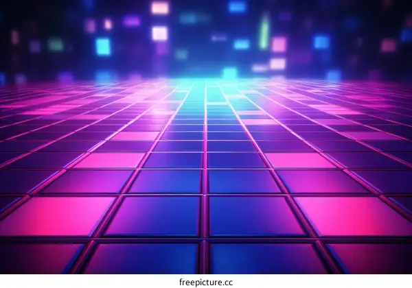 Synthwave Grid Floor: Glowing Neon Lights