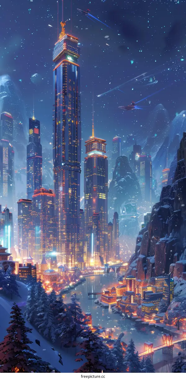 Futuristic Cityscape at Night