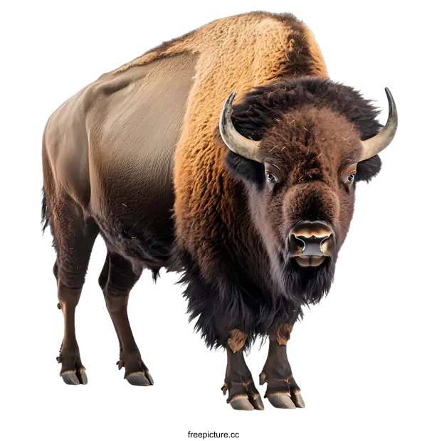 [Transparent Background PNG]Brown American Bison Isolated on White Background