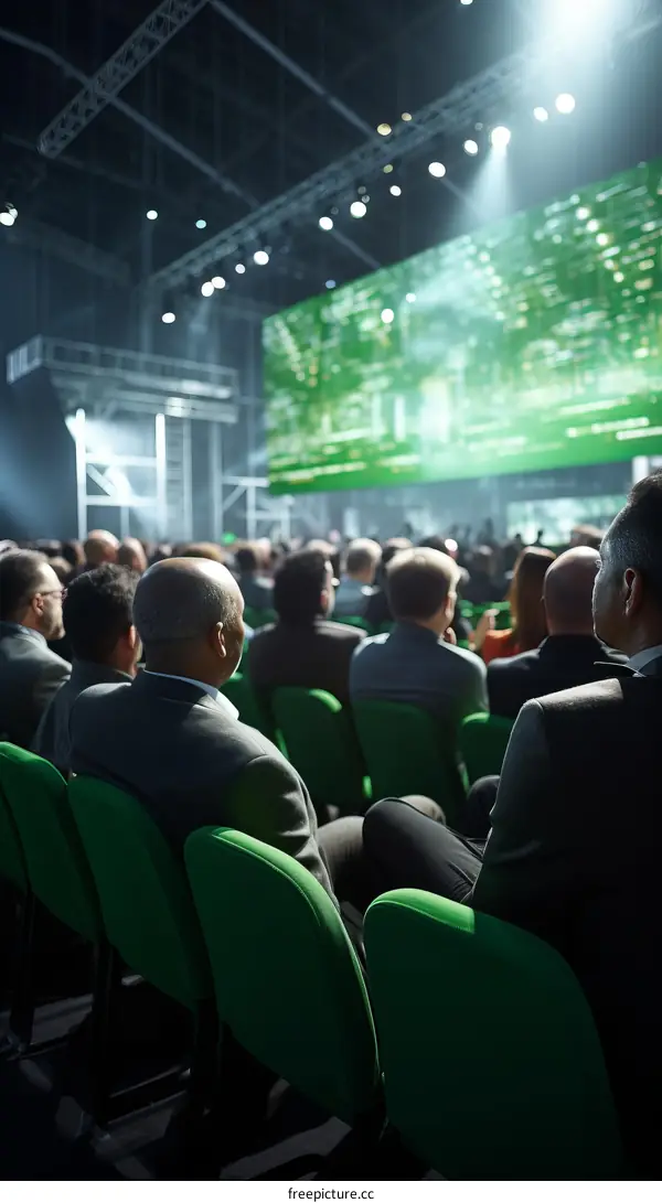 Audience at a Conference Watching Presentation on Large Screen