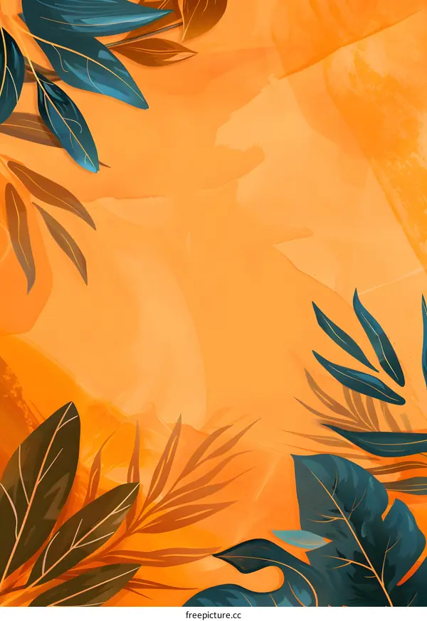 Tropical Leaf Border Design for Watercolor Background