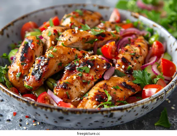 Grilled chicken breast with vegetables