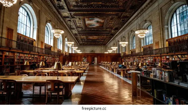 Grand Reading Room in a Historic New York Library
