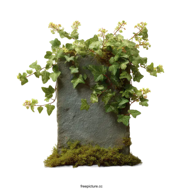 [Transparent Background PNG]Ivy Growing on Stone with Moss