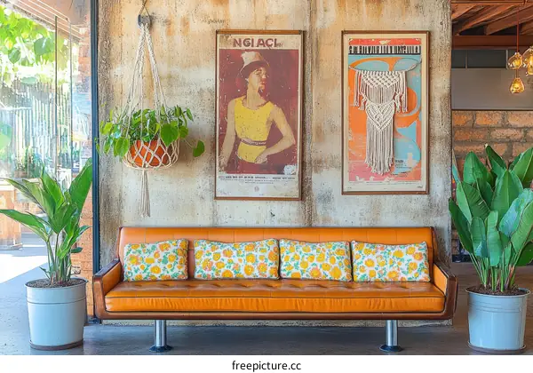 Rustic Interior Living Room Decor with Plants