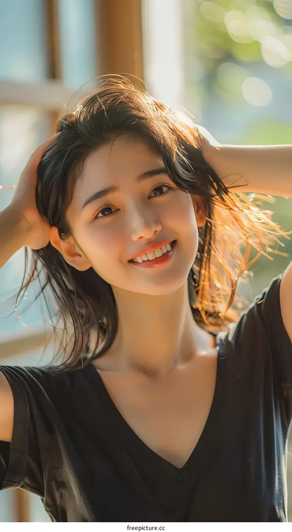 Portrait of a young Asian woman smiling