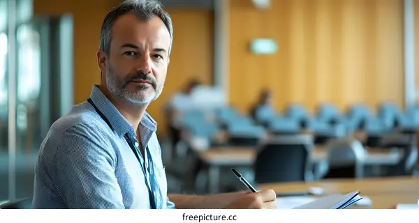 Portrait of a Man in a Classroom Setting