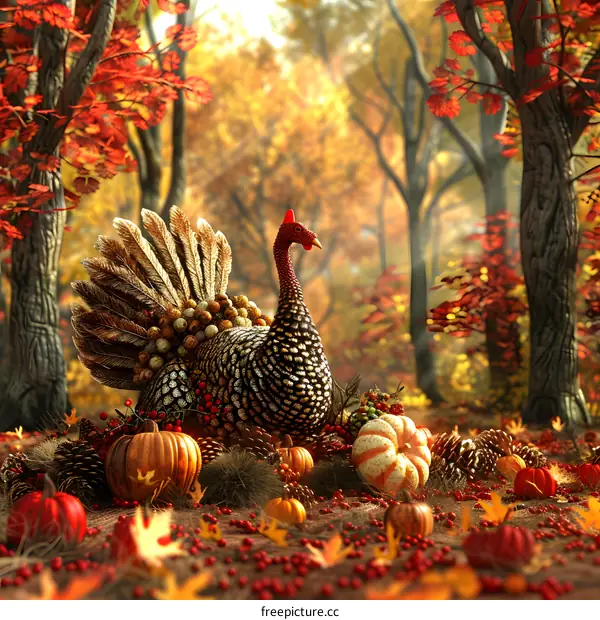 A Thanksgiving turkey in the woods