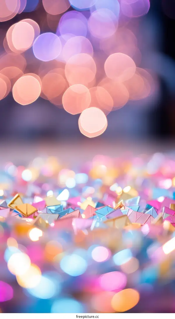 Colorful Origami Stars Underneath Blurred Bokeh Lights