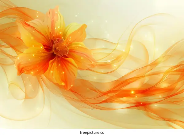 Orange flower in the wind