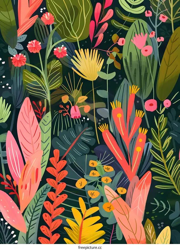 Tropical Floral Seamless Pattern
