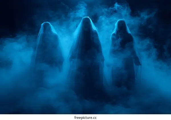 Three Ghostly Figures in the Mist