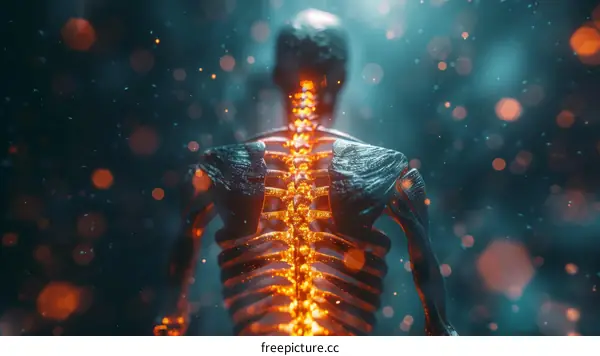 Glowing futuristic spine