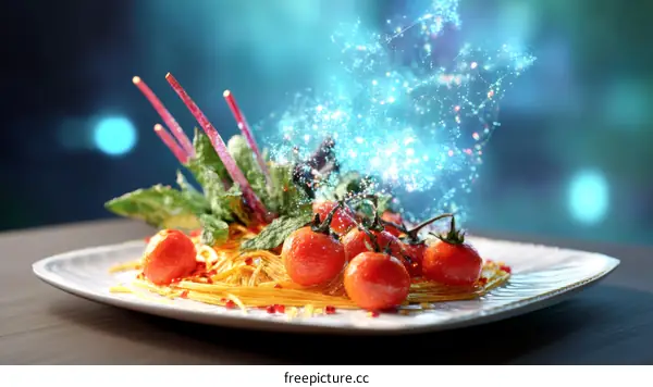 Creative Food Arrangement with Sparkling Effect