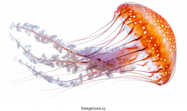 Orange Jellyfish Isolated On White Background