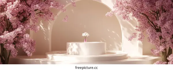 Pink Cherry Blossom Aesthetic Minimalist Product Display