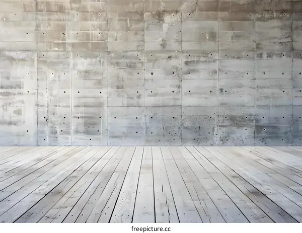 Concrete Wall and Wooden Floor Minimalist Background